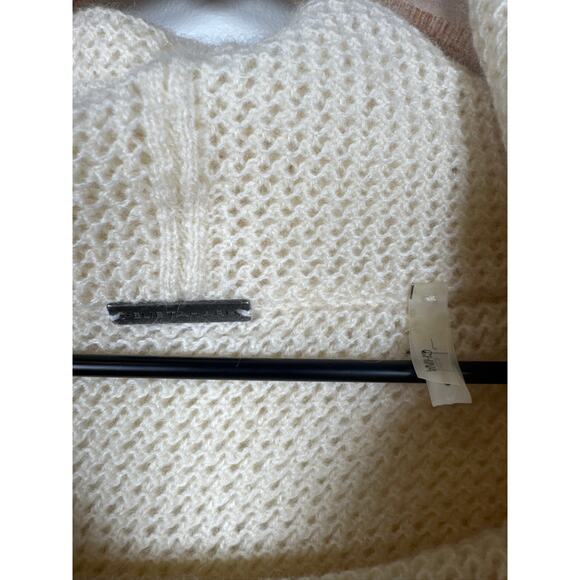 Elie Tahari 100% Cashmere Open Knit Cowl Neck Open Back Sweater - Cream, L - Picture 2 of 7